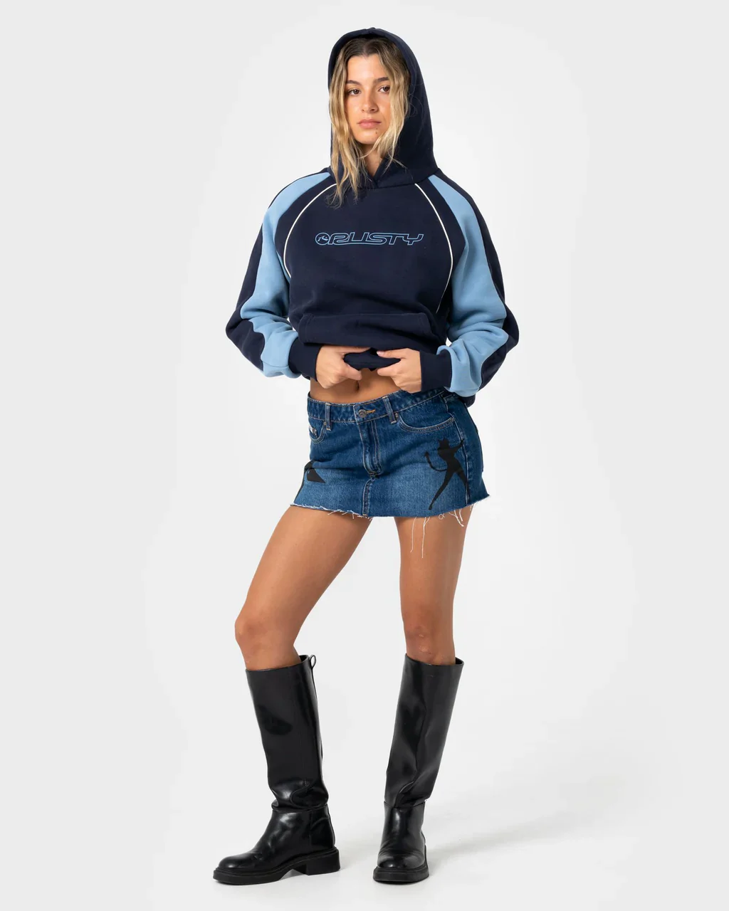 Black Spliced Oversized Hood