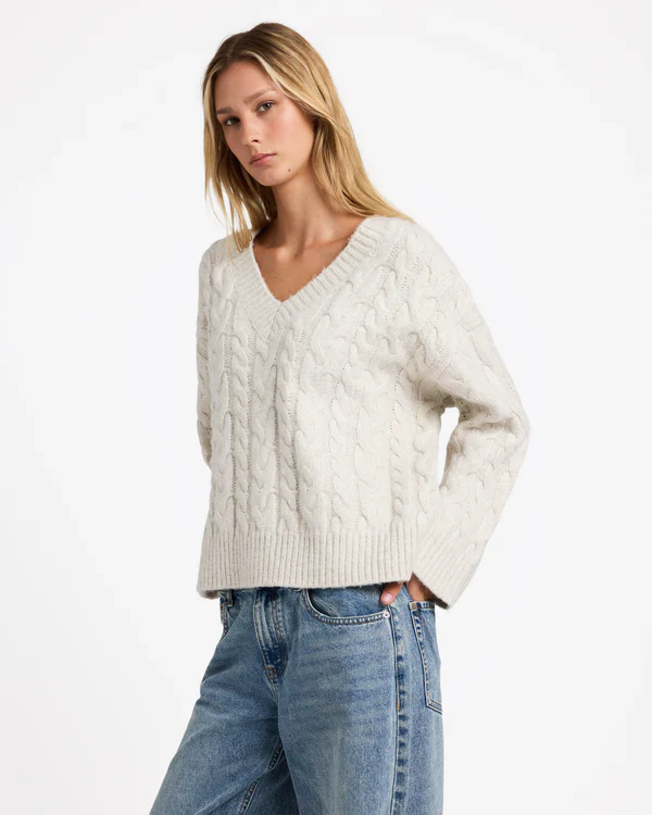 Cable V Neck Sweater - Image 2