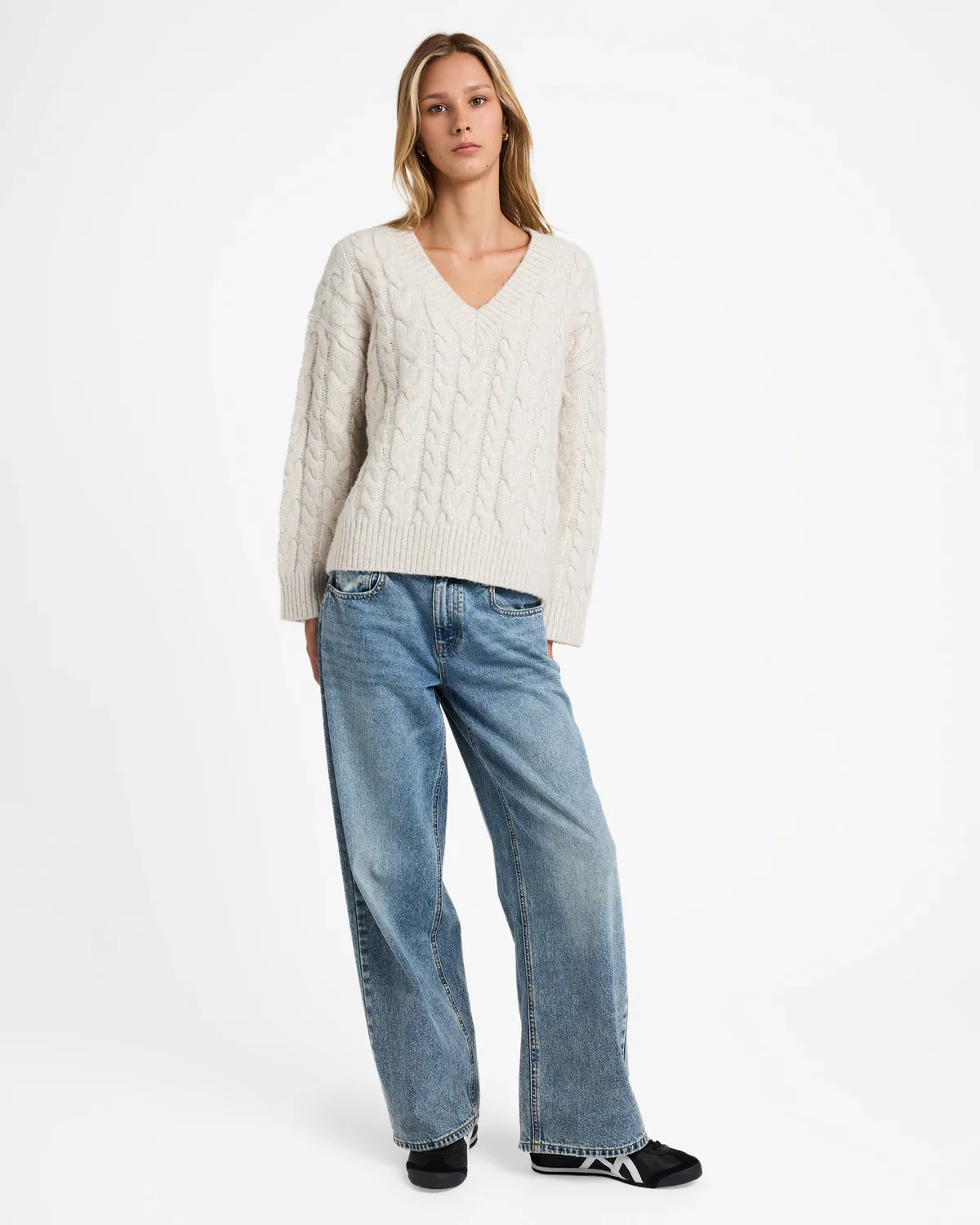 Cable V Neck Sweater - Image 5