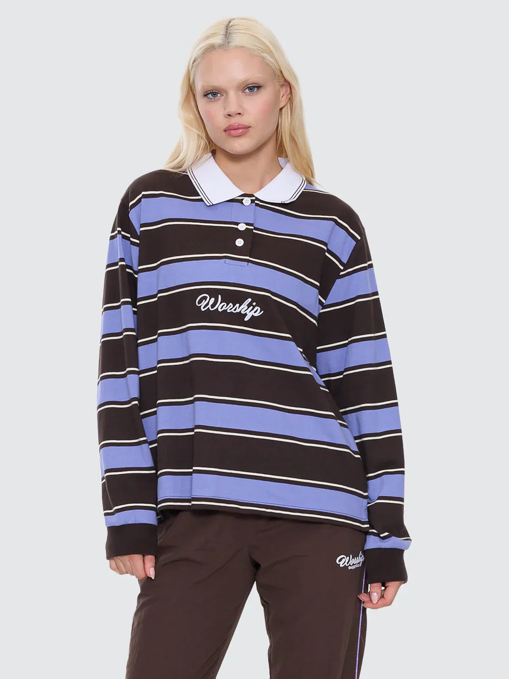 Coed Striped Long Sleeve Polo - Image 2