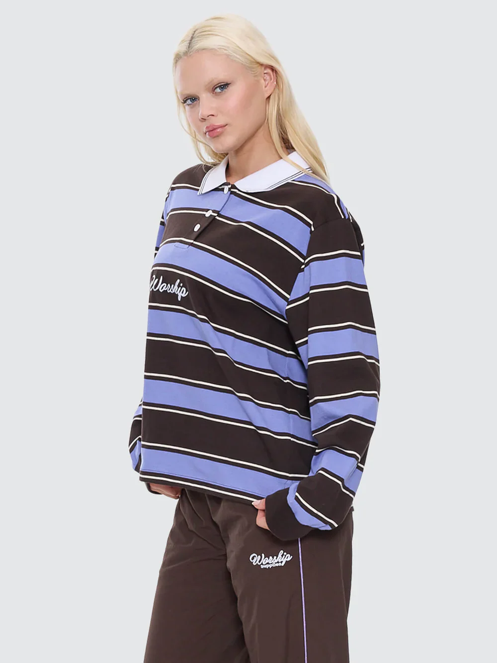 Coed Striped Long Sleeve Polo - Image 3