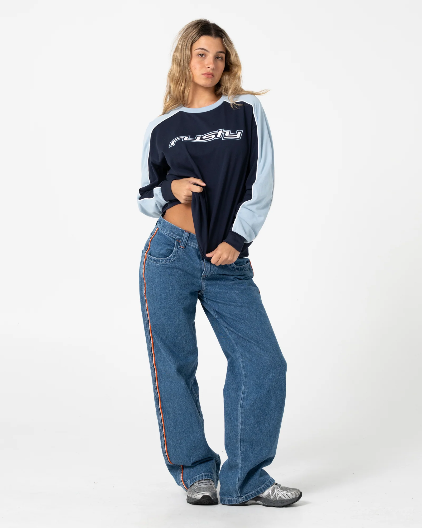 Fine Line Contrast Long Sleeve Tee