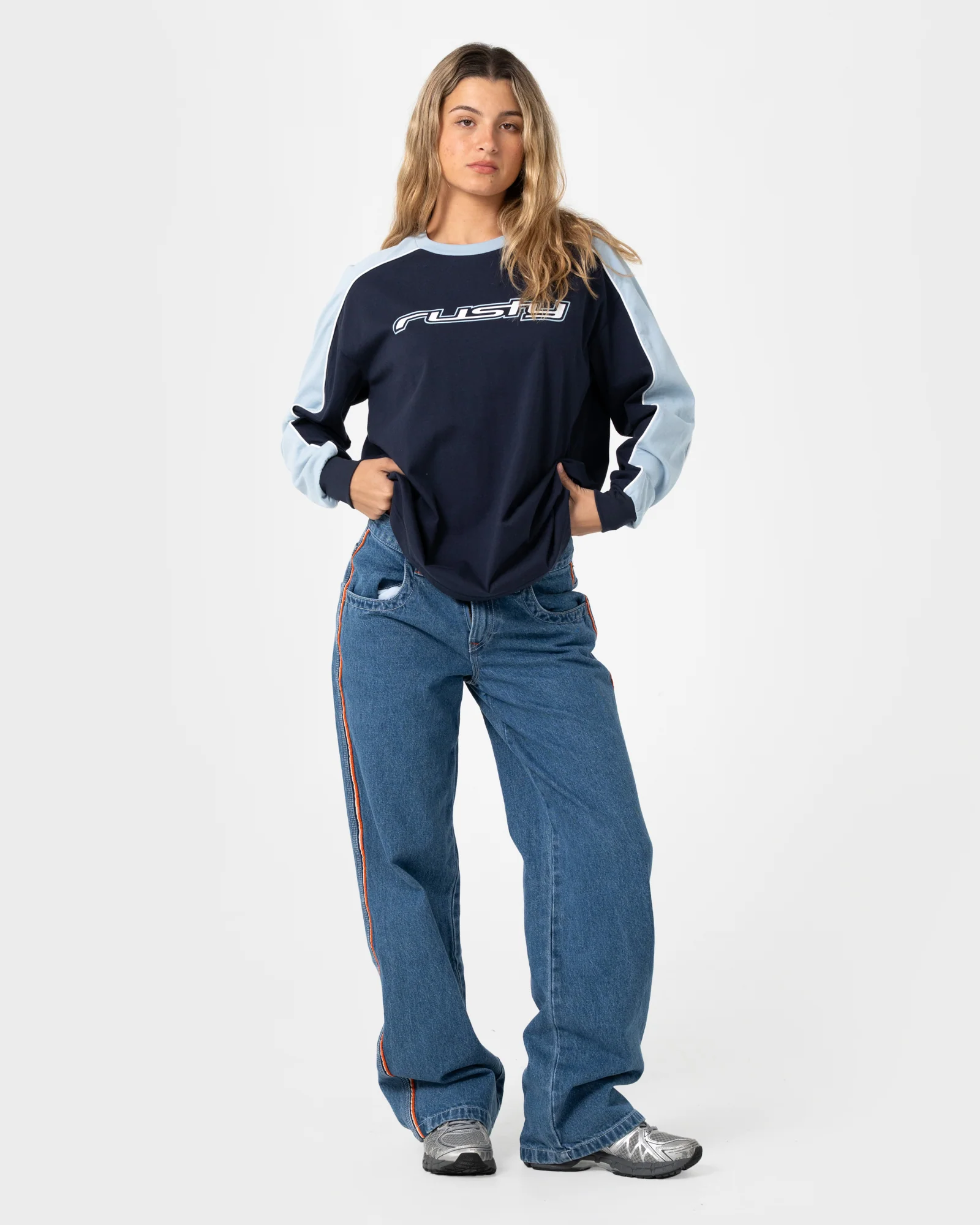 Fine Line Contrast Long Sleeve Tee - Image 2