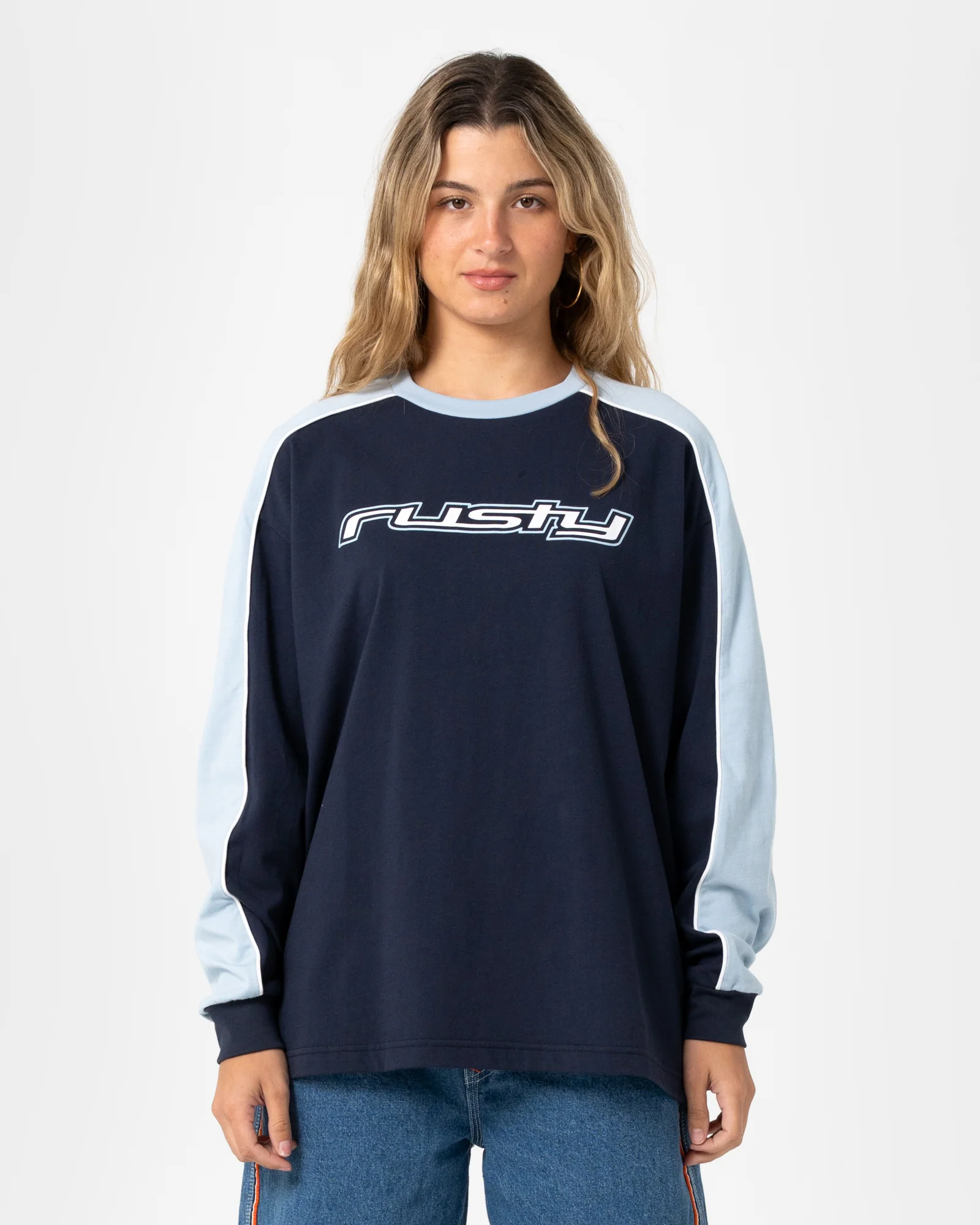 Fine Line Contrast Long Sleeve Tee - Image 3