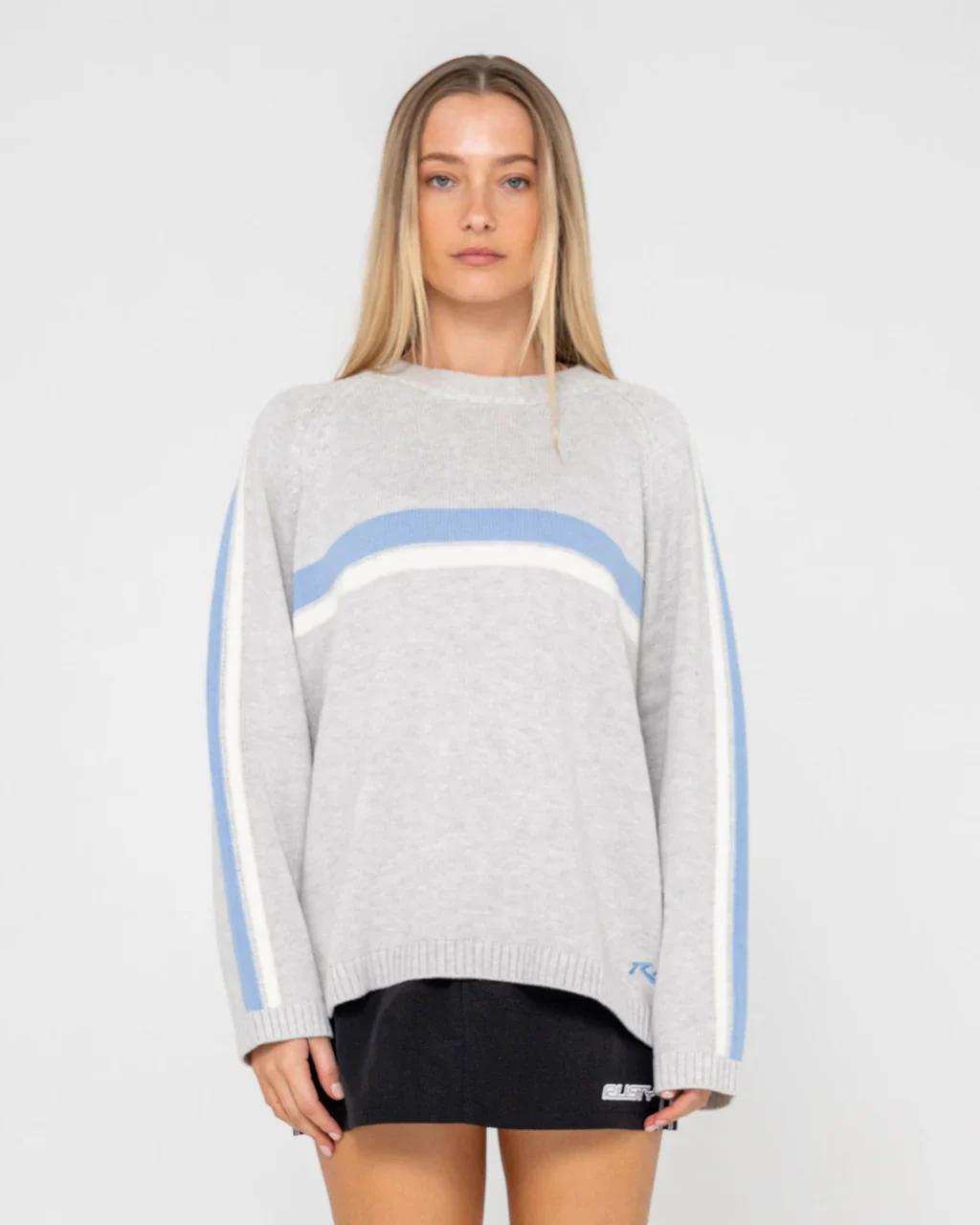 White Lines Long Sleeve Crew Knit