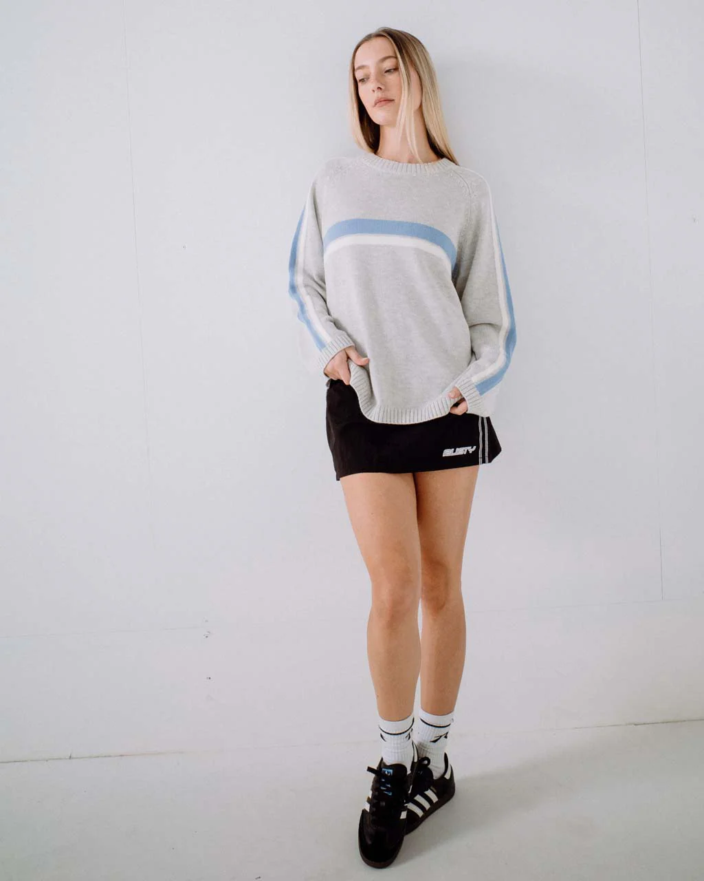 White Lines Long Sleeve Crew Knit - Image 2