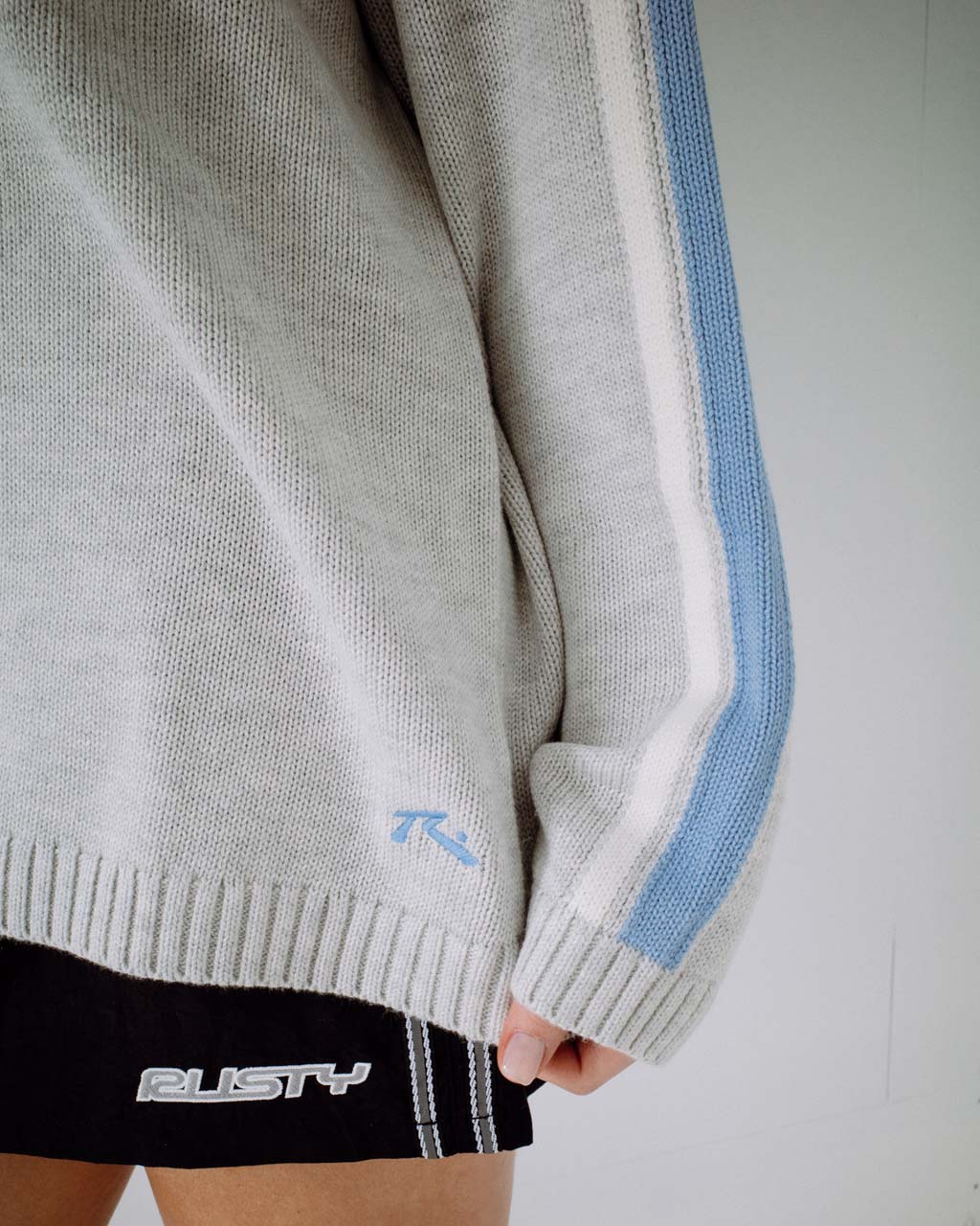 White Lines Long Sleeve Crew Knit - Image 5