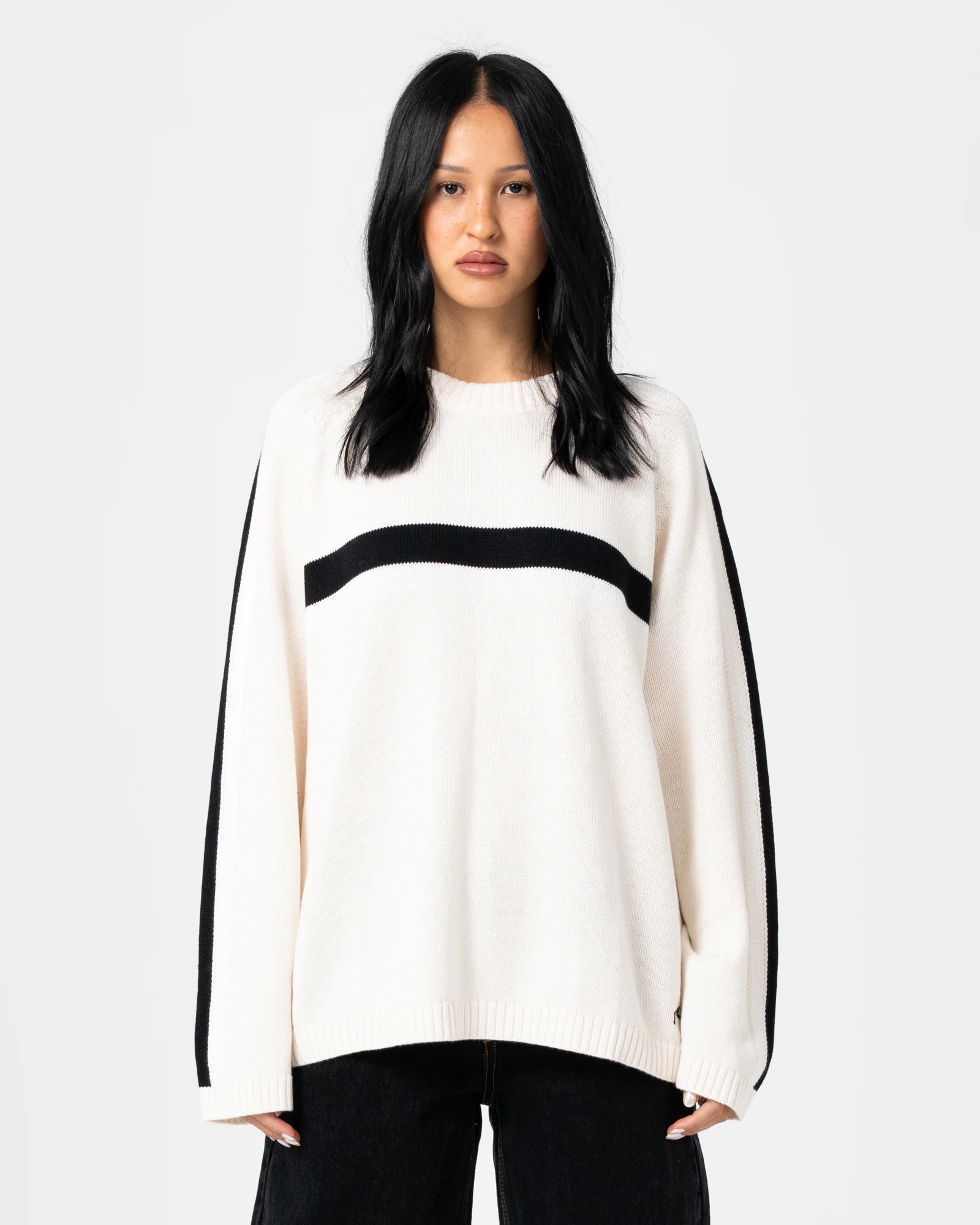 White Lines Long Sleeve Crew Knit - Image 2