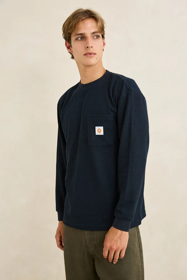 Vintage Pocket Long Sleeve Waffle Tee - Image 2